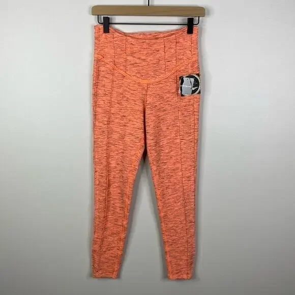 Free People FP Movement Hybrid Leggings Papaya Punch Pink Orange NWT Small - Picture 1 of 8